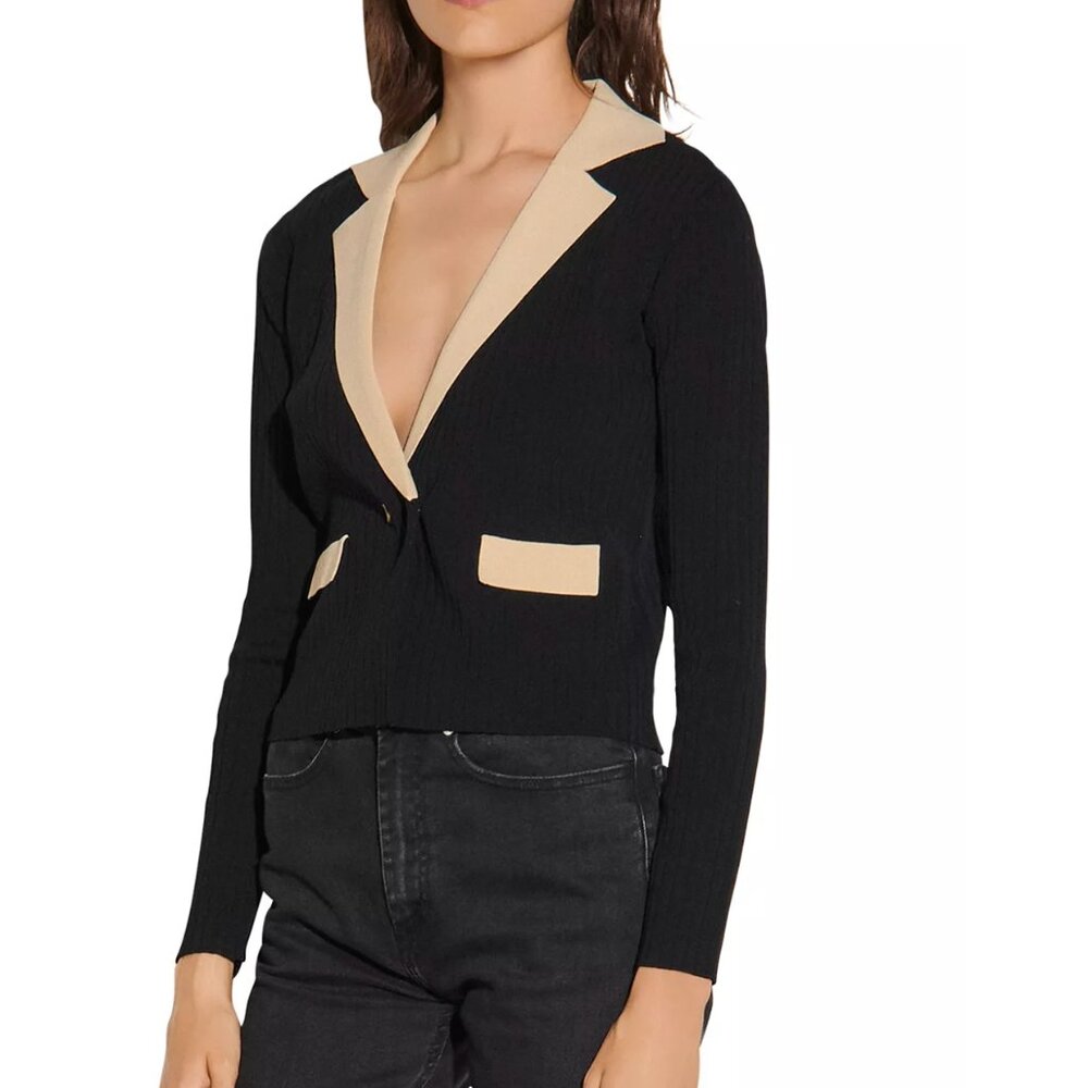 Sandro Barney Contrast Trimmed Cardigan